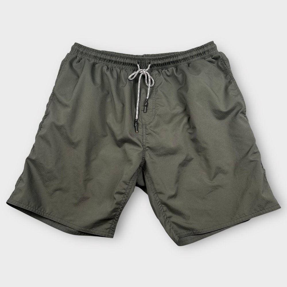 Flint‎ and Tinder Shorts Mens L Green Swim Trunks Mesh Lined Drawstring USA 7"
